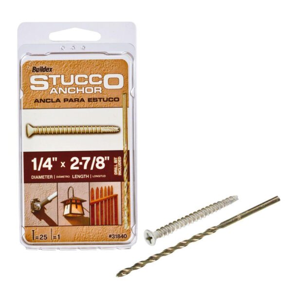 E-Z Ancor Stucco Anchor w/ Drill Bit 1/4" x 2-7/8" PFH