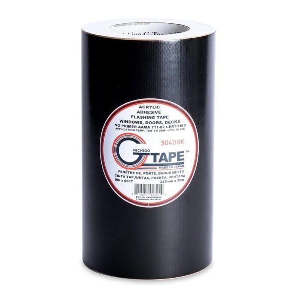 G-Tape Permanent Adhesion Construction Flashing Tape - Black - 9" x 65'