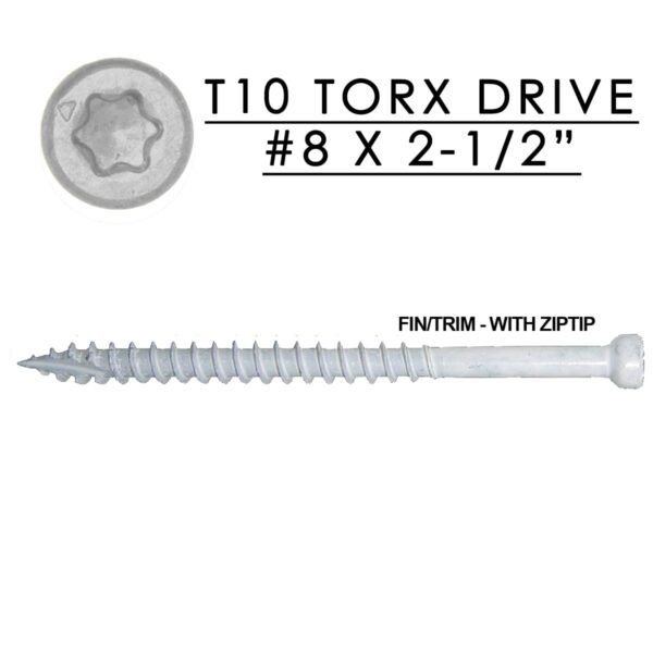Fin/Trim Finishing Trim Head Screw White #8 x 2-1/2"