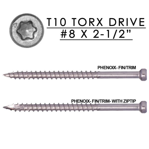 Pheinox 316 Stainless Steel Fin/Trim Finishing Trim Head Screw #8 x 2-1/2"