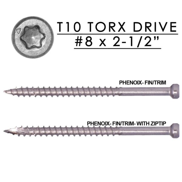 Pheinox 305 Stainless Steel Fin/Trim Finishing Trim Head Screw #8 x 2-1/2"