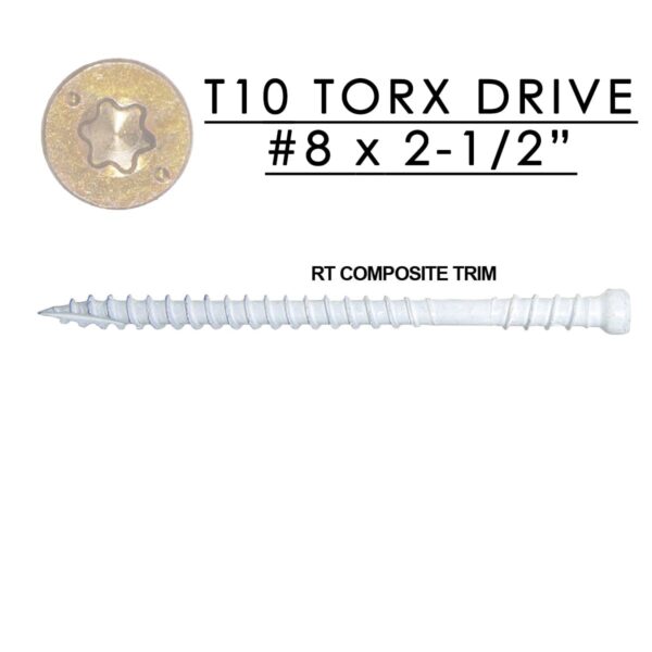 RT Composite Exterior Trim Screws White #8 x 2-1/2"