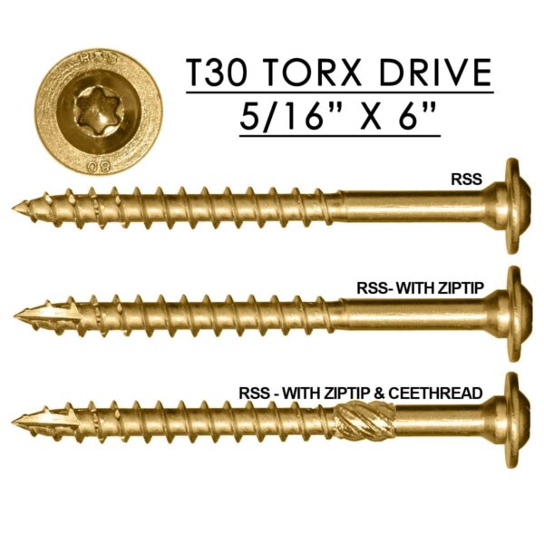 RSS Rugged Structural Screw 5/16" x 6"