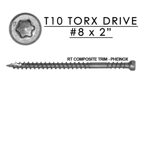 Pheinox 305 Stainless Steel RT Composite Exterior Trim Screws #8 x 2"