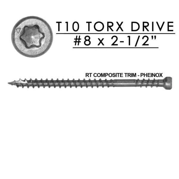 Pheinox 305 Stainless Steel RT Composite Exterior Trim Screws #8 x 2-1/2"