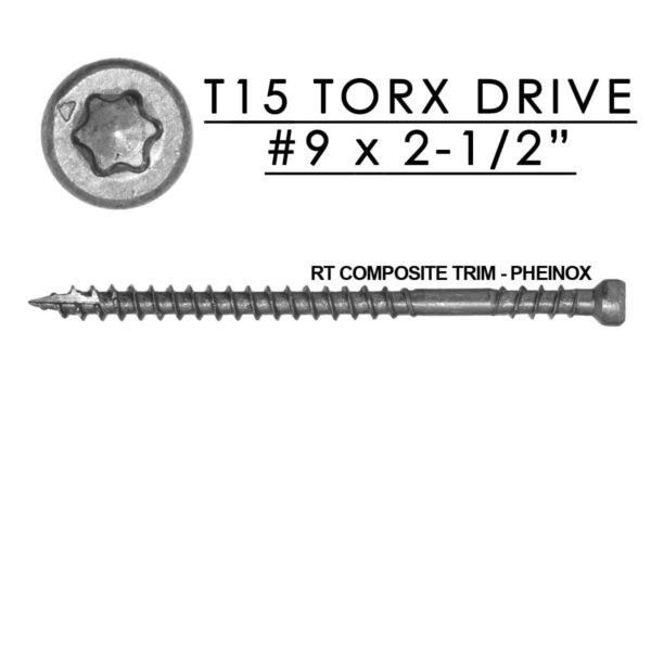 Pheinox 305 Stainless Steel RT Composite Exterior Trim Screws #9 x 2-1/2"