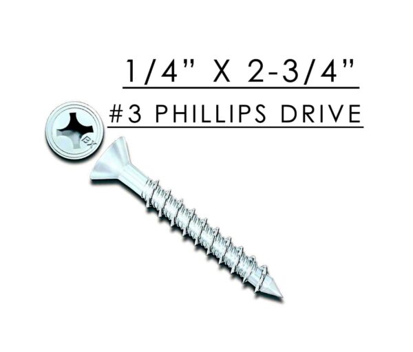 White Ultrashield Tapcon Concrete Screw w/ Phillips Head 1/4" x 2-3/4"