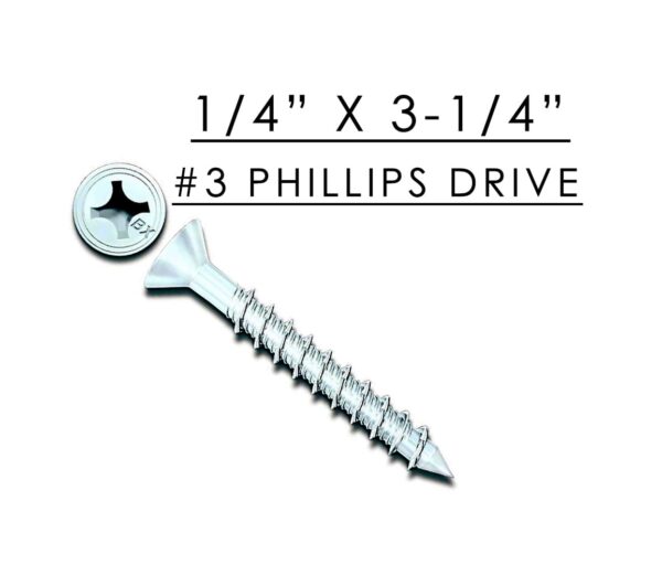 White Ultrashield Tapcon Concrete Screw w/ Phillips Head 1/4" x 3-1/4"