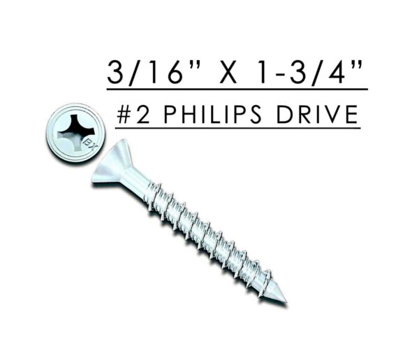 White Ultrashield Tapcon Concrete Screw w/ Phillips Head 3/16" x 1-3/4"