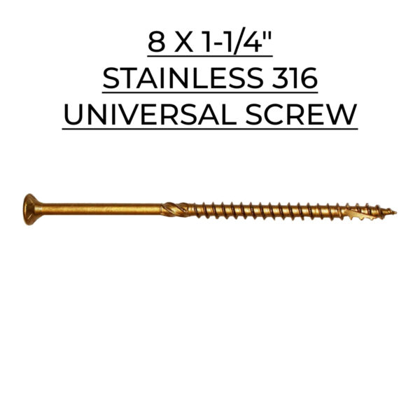 U2 Fasteners Universal Screw - Stainless 316 - 8 X 1-1/4"