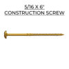 U2 Fasteners Construction Screw 5/16 X 6"