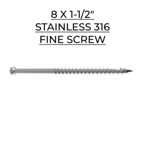 U2 Fasteners Fine Screw - Stainless 316 - 8 X 1-1/2"
