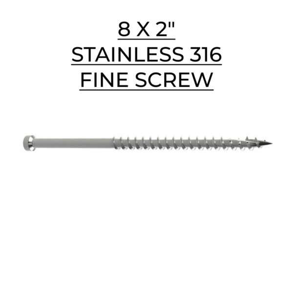 U2 Fasteners Fine Screw - Stainless 316 - 8 X 2"