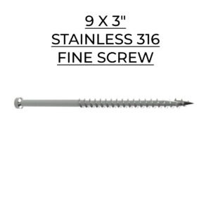 U2 Fasteners Fine Screw - Stainless 316 - 9 X 3"